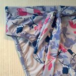 Splendid  Floral Flurry Tie-Front Bikini Bottom High Leg Pant Sz M NWT Blue Pink Photo 5