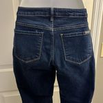 Eddie Bauer Dark Wash Curvy Bootcut 5-Pocket Tan Contrast Stitching Jeans-Size 8 Photo 8