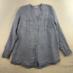 J Jill Love Linen S Small Shirt Button Front Roll Tab Sleeve V Photo 1