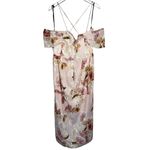 City Chic NWT Floral Print Draped Shoulders Maxi Dress in Petal Rose Pink Rose Photo 11