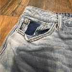 American Eagle Distressed Light Wash Denim Skirt Mini, Size 8, Y2K Western Photo 1