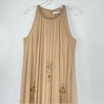 Mac Duggal 9232 High Neck Jewel Hem Embellished Trapeze Nude Gold Gown, Size 14 Photo 4