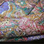 Vintage 1980s Quilted Painted Leather Paint Splash Purse Handbag Multicolor Pink Photo 3