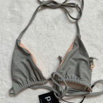 Pacific & Driftwood Reversible Bikini Top Gray/Tan Womans Small NWT Gray Photo 0