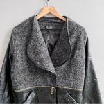 Luii Faux Leather Jacket Zipper Convertible Coat Black and Grey Boucle Size XL Photo 14