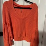 Free People  Damsel Cable Knit Sweater Size xs  Orange Bell Sleeves Photo 0