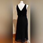 Evan Picone  Black Chiffon Midi Dress Ribbon Wrapped & Draped on Waist Sz 12 Photo 2