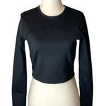 ZARA  Black Long Sleeve Crew Neck Cropped Top Size M‎ Photo 0
