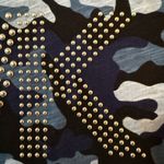 Michael Kors  Blue Camouflage Camo Abstract Print Beaded MK T-Shirt NWT Large Photo 6