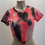 U.O. Size Small Neon Mesh Front Knot Design Crop Top.Made in USA. New Black Photo 0