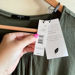 T Tahari NEW Shirred Neck Dress In Cyprus Olive Short Sleeve Womens Size… Photo 3