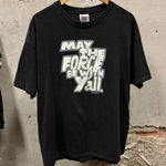 Vintage 90s 1997 Star Wars May The Force Be With Y'all Comedy Parody Tee XL Black Photo 0
