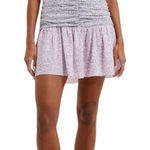 French Connection  Sheer Lilac Floral Mini Dress Size 2 Smocked Ruffle Hem NWT Photo 0