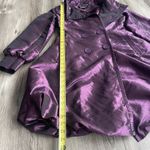 The Coffee Shop Deep Metallic Purple Raincoat Coat Bubble Hem Buttons Size M Photo 4