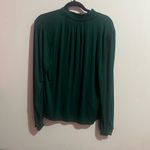 J.Crew  Top Womens XL Large Forest  green Long Sleeve Mock Neck Sheer Sleeves Photo 1