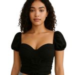 Buckle Haute Mode Black Puff Sleeve Lace Up Corset Crop Top XL Bohemian Whimsigoth Photo 0