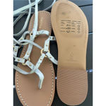 Pilcro  Anthropologie Harness Tie up White Leather Thong Sandals Size 8M Photo 12