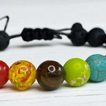 Boutique Lava Stone & 7 Chakra Healing Stones Adjustable Bracelet New Photo 0