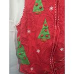 Crystal Kobe Sweater Vest Womens 1X Red Christmas Snowman Tree Holiday Ugly Photo 2