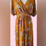 love, Fire Yellow and Pink Floral Wrap Maxi Dress Orange Size L Photo 1
