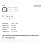 Perceptions  Sleeveless Teal Blue Floral White Midi Plus Fit Flare Dress 1X NWT Photo 7