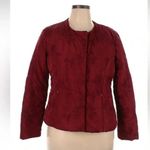 Coldwater Creek Vintage Red Burgundy Puffer Snap Jacket Floral Embroider Size 14 Photo 0