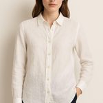 J Crew Shirt Women 4 White Baird McNutt Irish Linen Slim Fit Button Down Preppy Photo 0