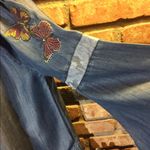 Standard Grace Shiny Denim Look Boho Off The Shoulder Top w/Butterflies Photo 1