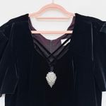 VTG Sheena Dress Size M Black Velvet Rhinestone Puff Sleeve Whimsigoth 90s Glam Size M Photo 3