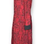 Vintage 90s Maxi Column Coat Dress Silk Red Paisley Long Sleeve Mandarin Collar Size 8 Photo 4