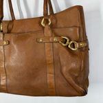 Jennifer Alfano Women’s brown leather shoulder purse 10x14x3.5" 8" handle Photo 2