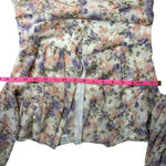 Hello Molly XS Floral Mini Deep V Dress Long Sleeve Ruched Bodycon Party Photo 2