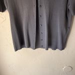 Geoffrey Beene  Sweater Vintage Large‎ Gray Silk Cotton Button Up Top Academia Photo 2