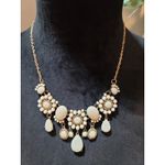 Women's White Teardrop Beaded Bib Necklace With Lobster Clasp Elegant Jewelry Photo 1