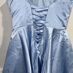 Loyeloy blue dress satin silky fabric sz 4 corset tie back style ice blue Photo 3