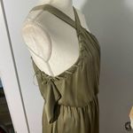 Guess  Los Angeles Olive Green Satin Cold Shoulder Dress Size M Party Cocktail Photo 3