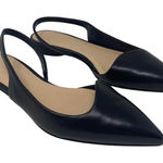 Club Monaco Club‎ Monaco Sz 37 1/2 Women's Black Leather Slingback Pointed Toe Flat Shoes Photo 0