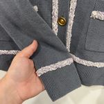 St. John  Womens Blazer Jacket Small Wool Cashmere Gray Button Tweed Designer Photo 3