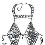 Dolls Kill RAVE WONDERLAND  Iridescent Gem Jewelry Crop Top Crystal Chain Bra Photo 14