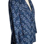 Buttons Vintage 70s Heavy Knit Blazer Jacket M Blue Floral Lined Pockets Photo 5