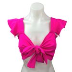 White Fox Boutique White Fox Pink Ruffle Front Tie Festival Boho Chic Sleeveless Crop Top Size S Photo 0