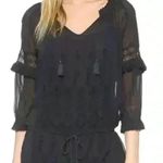 Ulla Johnson Ulla Jonson Frances Mini Dress in Midnight Blue Tassel Embroidered Silk Size 8 Photo 0