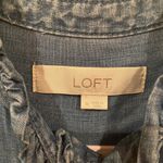 Loft  Size M Long Sleeve Denim Dress Ruffle Trim Mini Western Casual Cowgirl Boho Photo 2