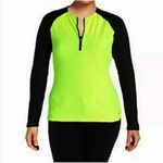 Ralph Lauren LRL Lauren Neon Yellow Black Quarter Zip Long Sleeve Top Size XL Photo 2