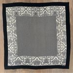 Vintage Echo 100% Silk Houndstooth Paisley Print Scarf Black and Cream 34" sq Photo 5