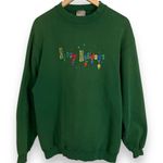 Vintage Christmas Sweatshirt Embroidered Holiday Ugly Sweater Unisex Large Green Photo 0