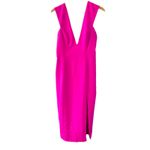 NWT Jay Godfrey Womens‎ Deep V Midi Cocktail Party Dress Sz 10 Fuschia Pink Photo 3