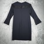 Etcetera Dress Women 0 Navy Blue Open Knit Trim Office Preppy Neutral Minimalist Photo 2