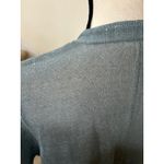 Eileen Fisher Light Blue Metallic Organic Linen Short Sleeve Long Line Cardigan Photo 5