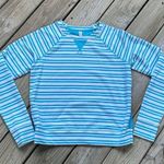 Lululemon  Women's Voyage Pullover Top 100% Tencel Silk Blue Stripe Size 10 Photo 0